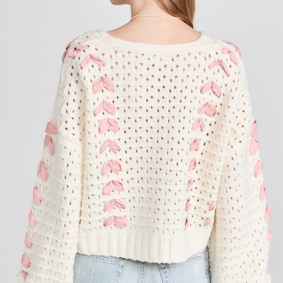 For Love & Lemons Cream and Pink Sweater - Picture 3 of 4